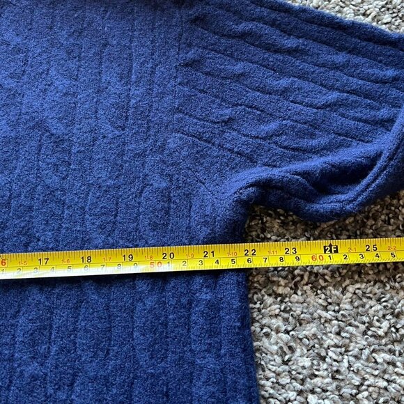 NWT Jcrew Mock Neck Sweater Men L Navy Blue Cable Knit Preppy Winter Urban Style - Picture 6 of 7